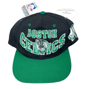 Vintage Boston Celtics Hat Cap SnapBack Green Black Dome 90s Y2K Twill Blockhead